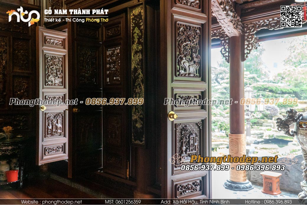 Cửa nhà gỗ 3 gian